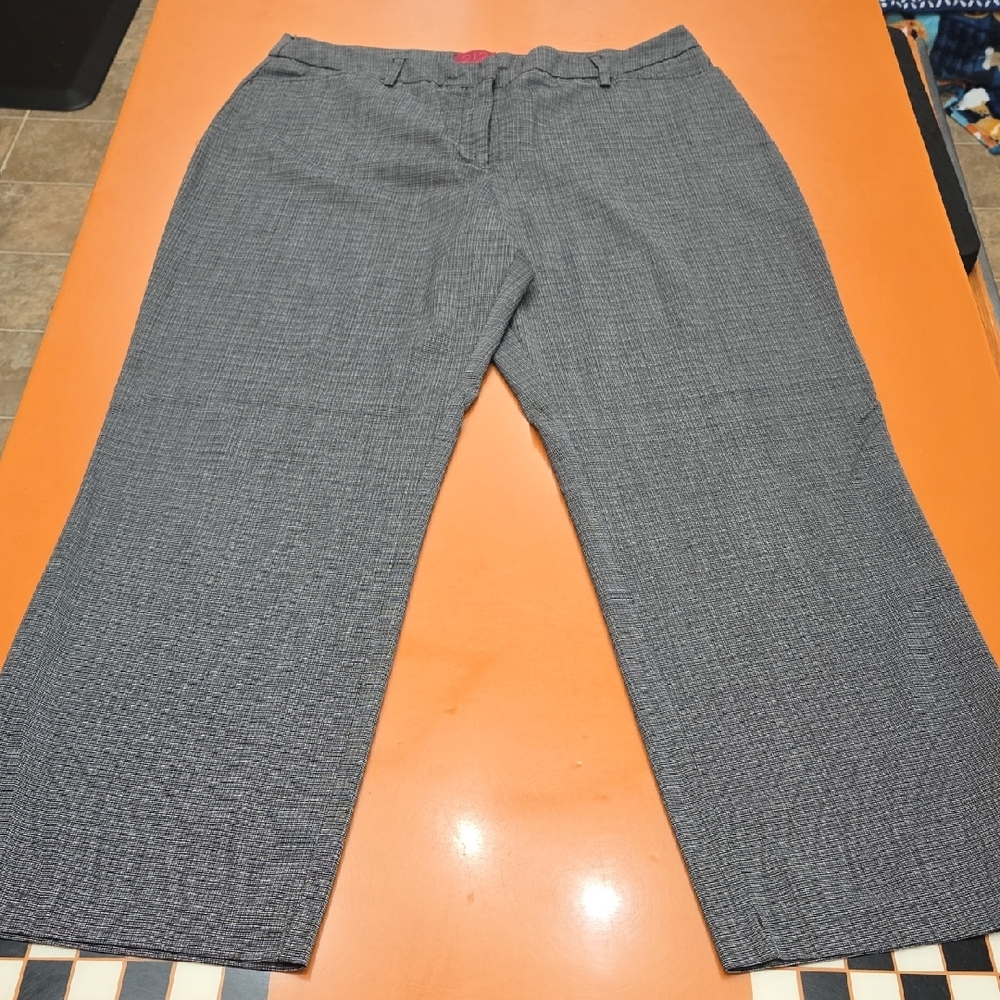 212 Collection Black & Gray Patterened Women's Trousers, Size 14P